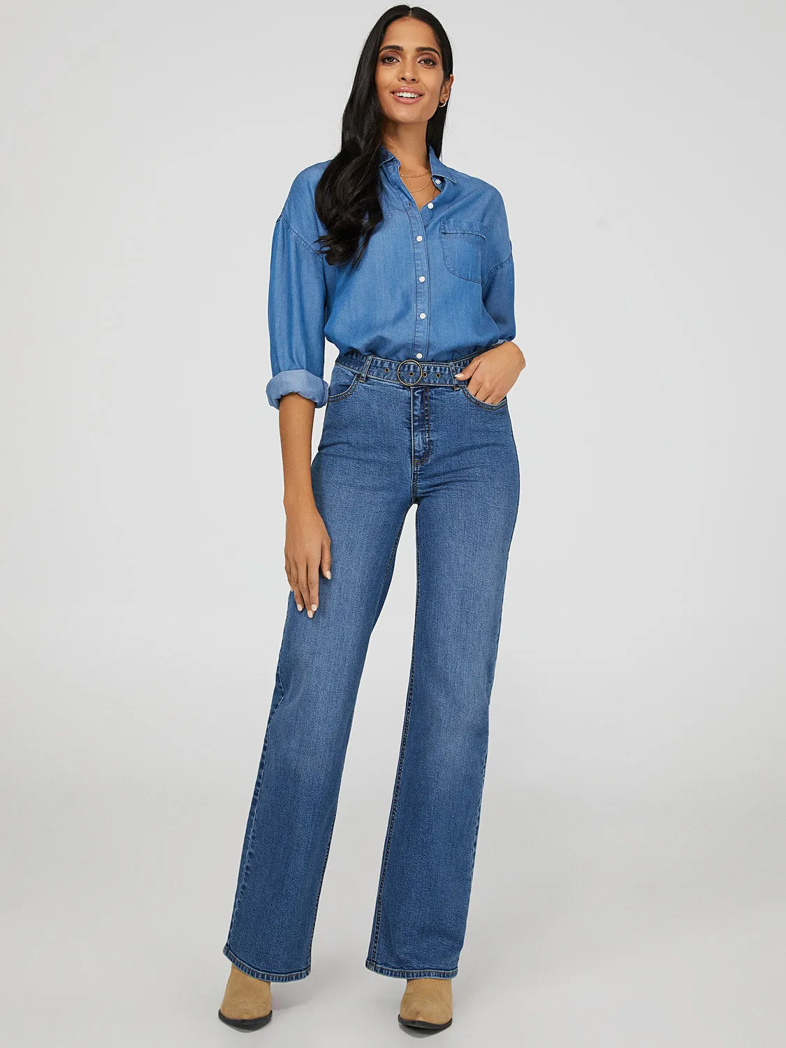 Denim Button-Down Shirt sold by Suzy Shier product image thumbnail 2