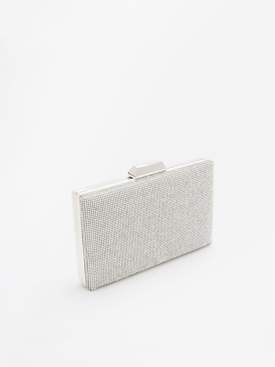 Rhinestone Minaudiere With Metal Clasp sold by Suzy Shier product image thumbnail 3