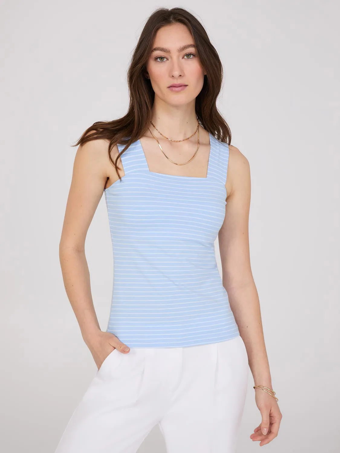 Striped Thick Strap Tank Top sold by Suzy Shier product image thumbnail 2