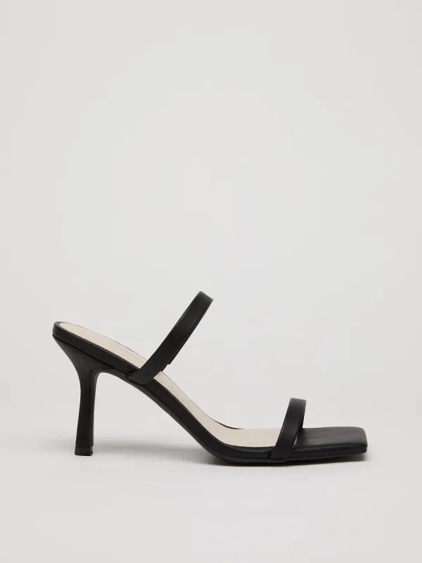 Square Toe Double Strap High Heel Slip-On Sandal sold by Suzy Shier