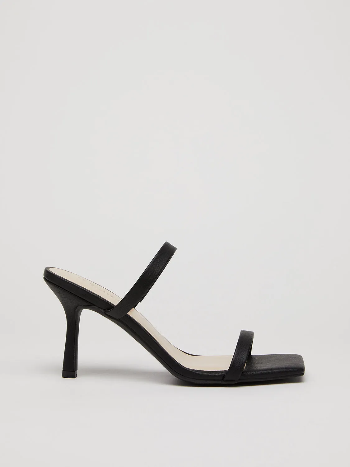 Square Toe Double Strap High Heel Slip-On Sandal sold by Suzy Shier