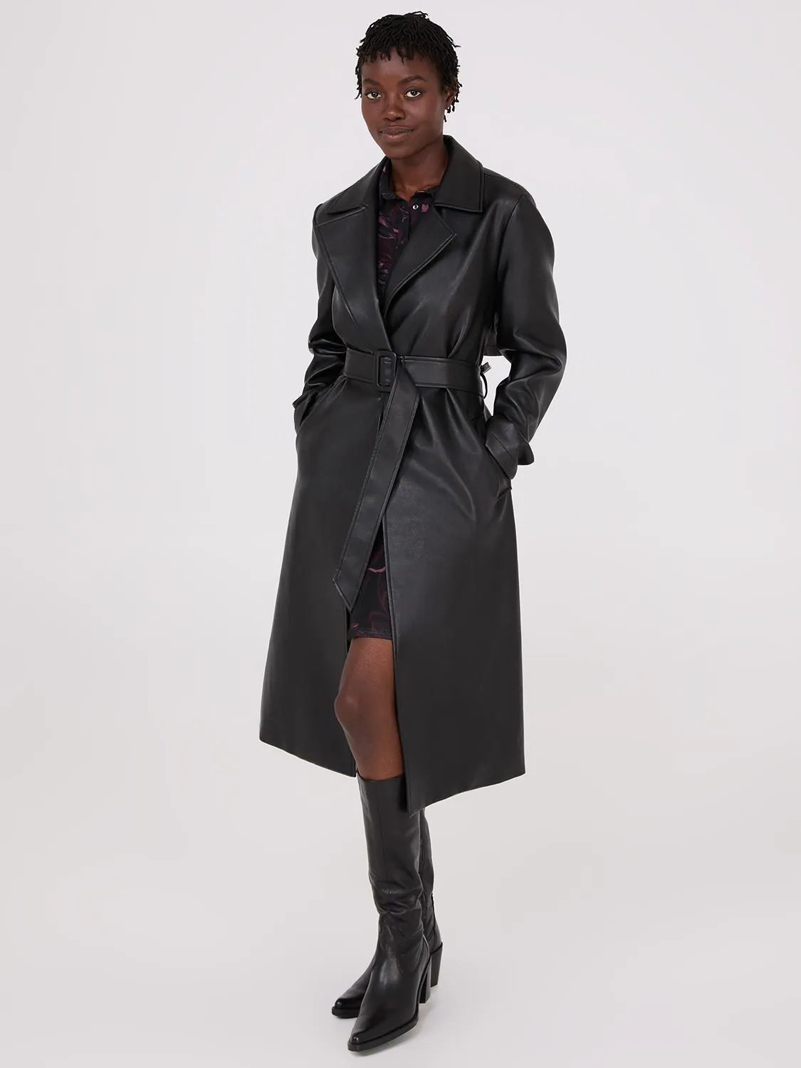 Long Faux Leather Trench Coat sold by Suzy Shier product image thumbnail 2