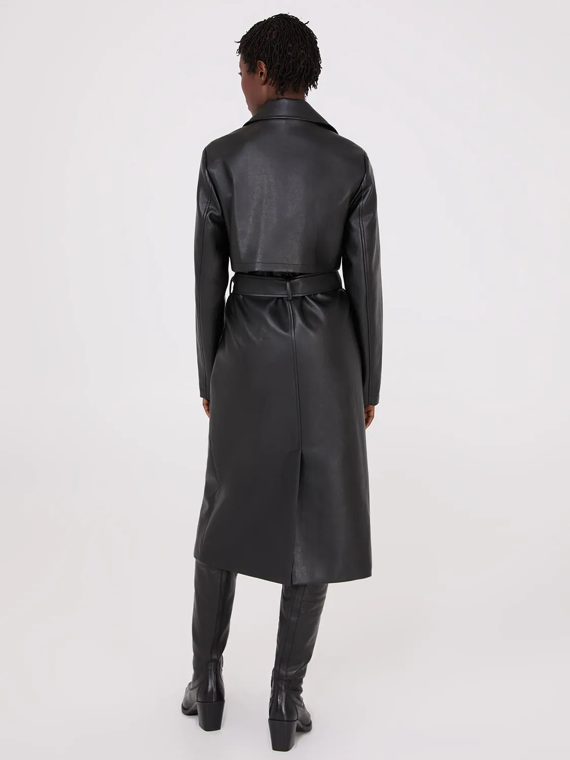 Long Faux Leather Trench Coat sold by Suzy Shier product image thumbnail 5