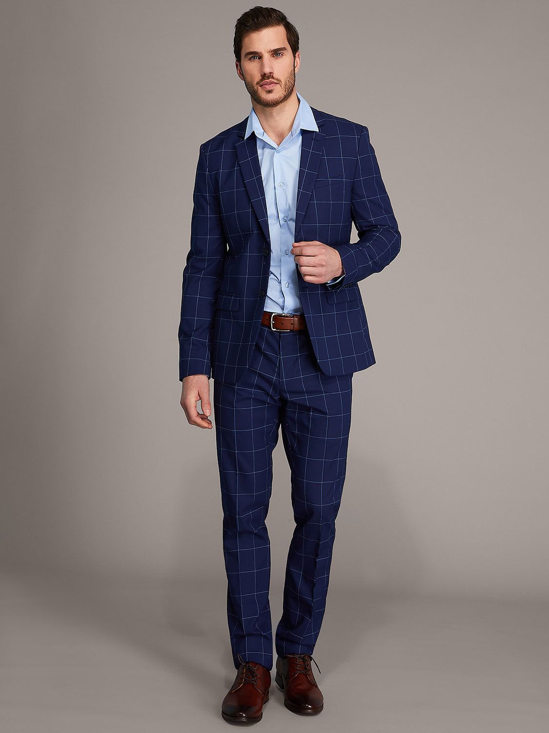 Windowpane Print Stretch Slim Fit Suit Pant sold by Suzy Shier product image thumbnail 4