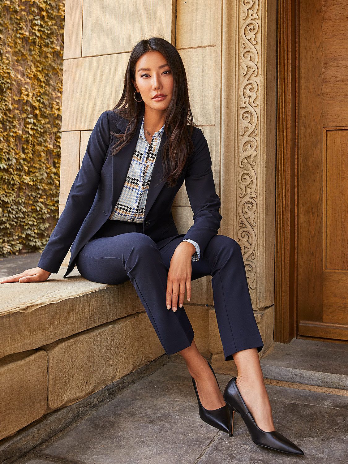 One-Button Blazer With Front Welt Pockets sold by Suzy Shier