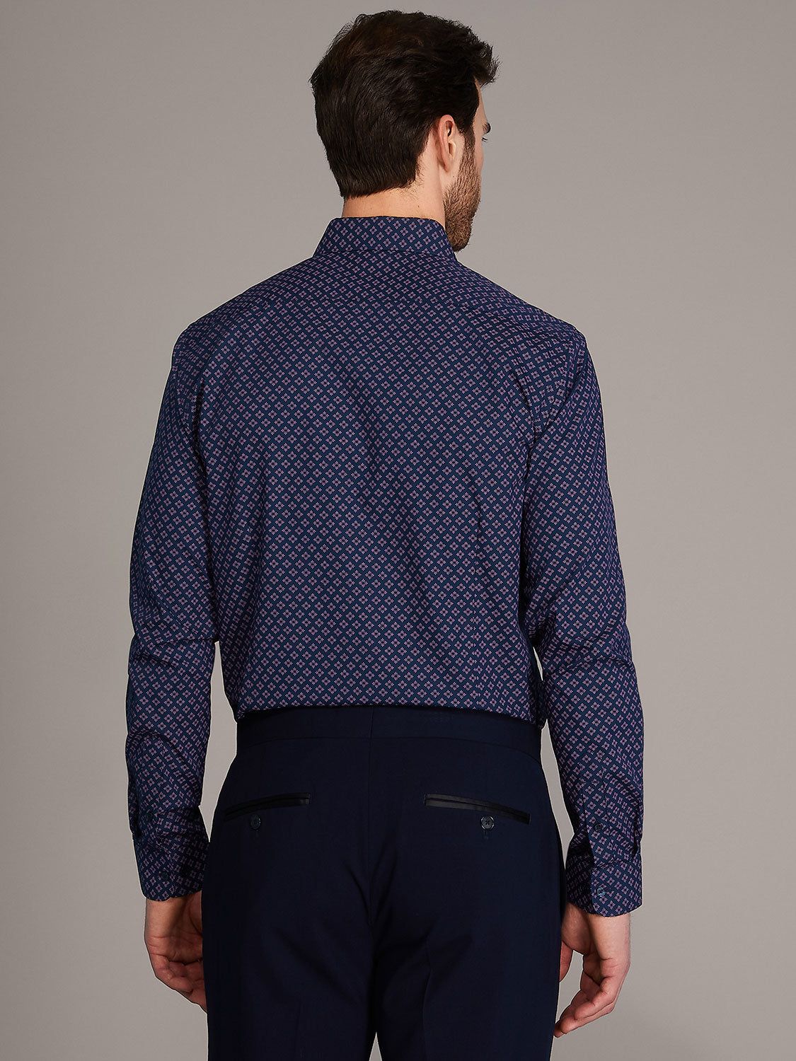 Micro Polka Dot Printed Slim Fit Dress Shirt sold by Suzy Shier product image thumbnail 2