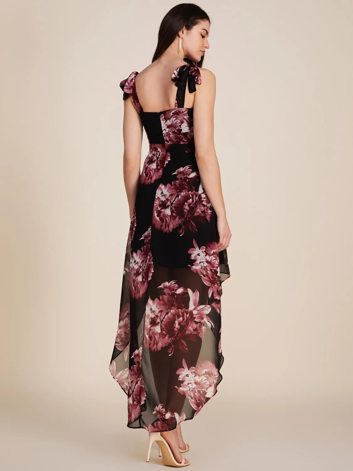 Printed Sweetheart High-Low Chiffon Gown sold by Suzy Shier product image thumbnail 4