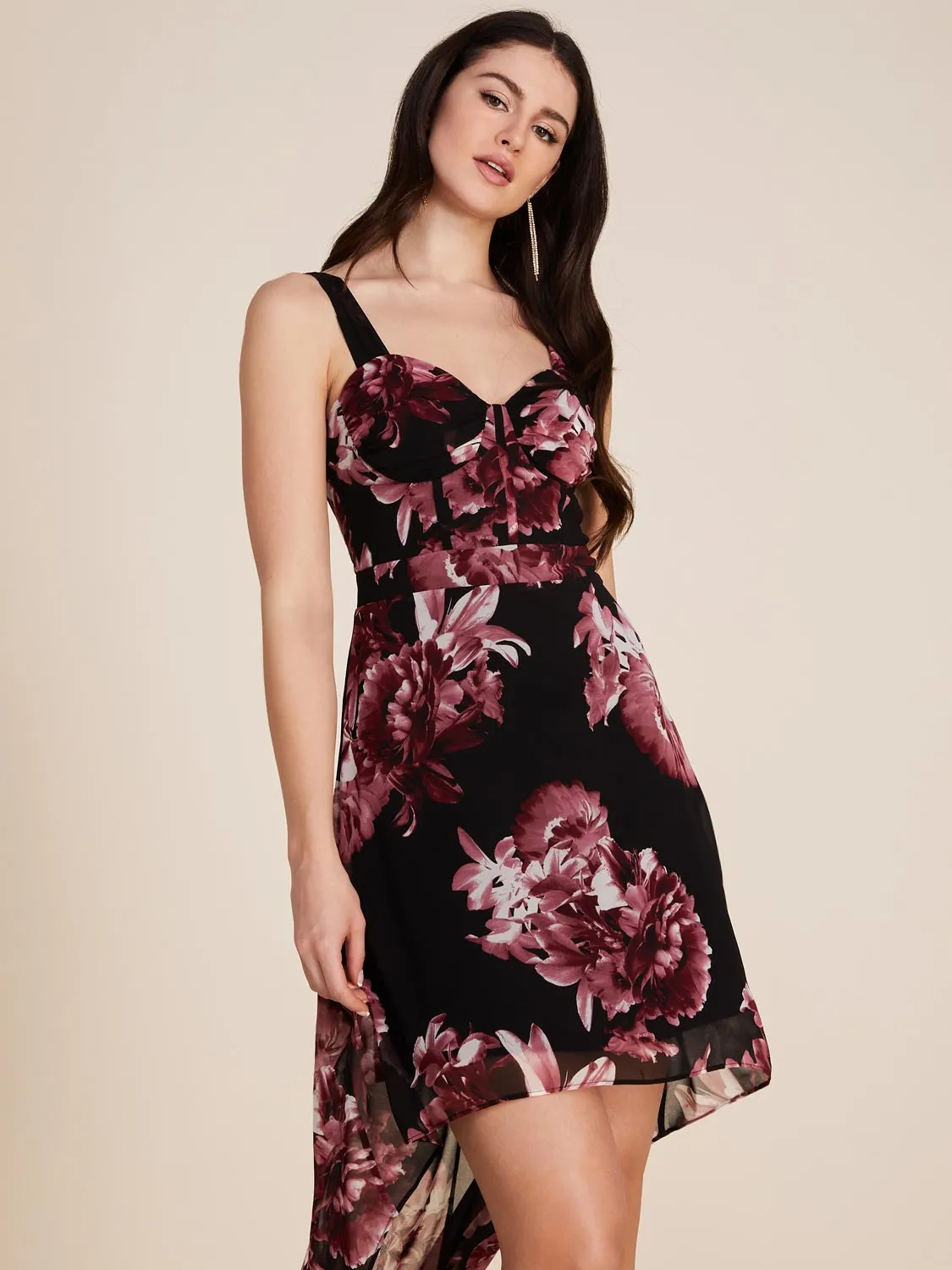 Printed Sweetheart High-Low Chiffon Gown sold by Suzy Shier product image thumbnail 3