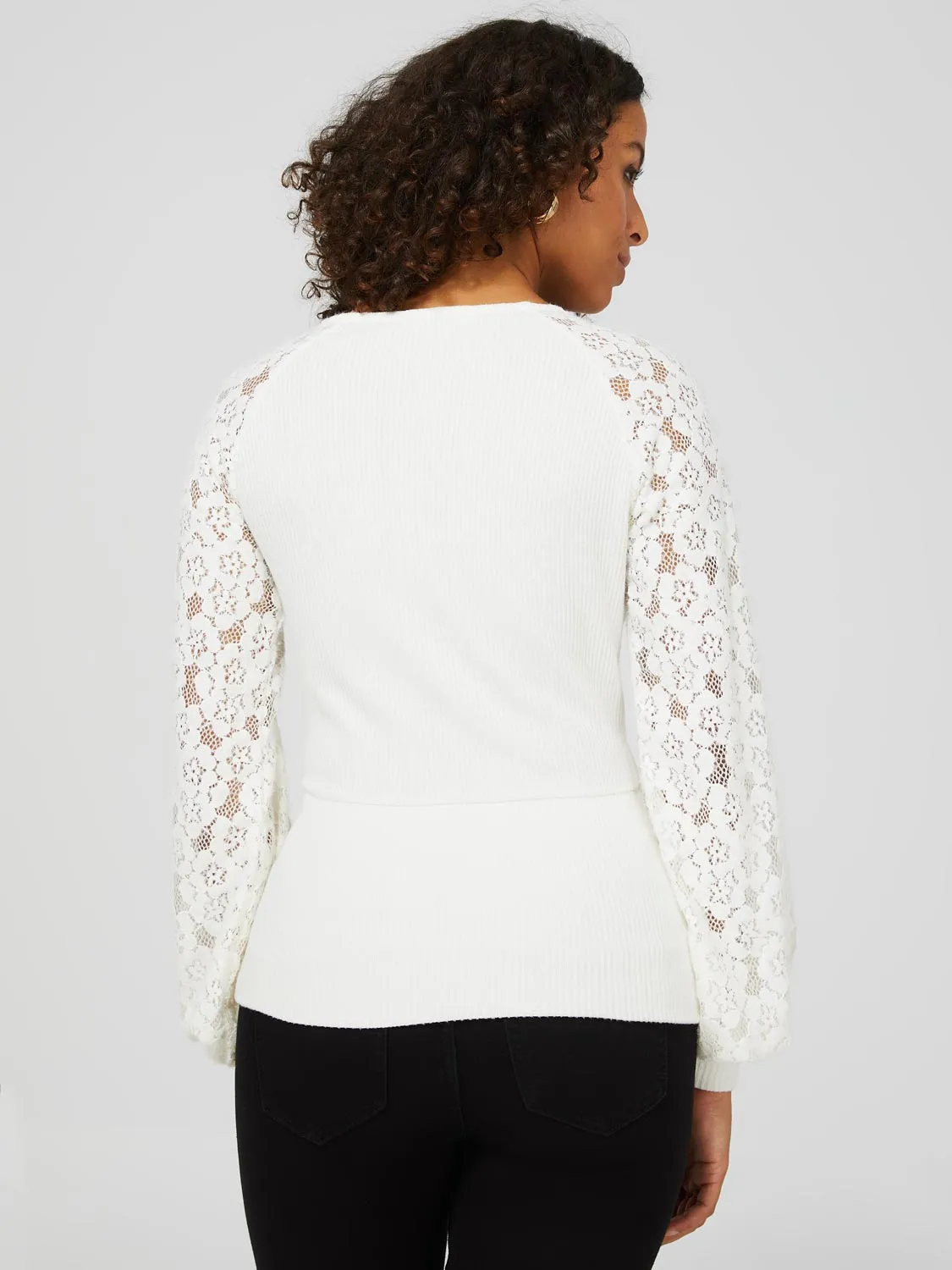 Lace Long Sleeve Crossover Top sold by Suzy Shier product image thumbnail 4