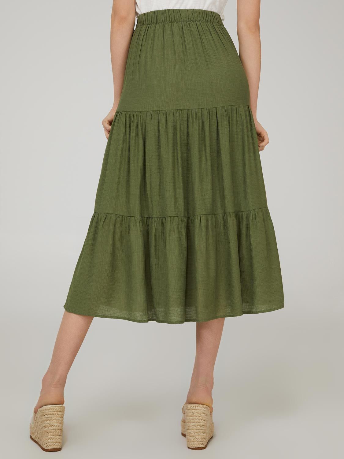 Tiered Button-Down Maxi Skirt With Front Slit sold by Suzy Shier product image thumbnail 8