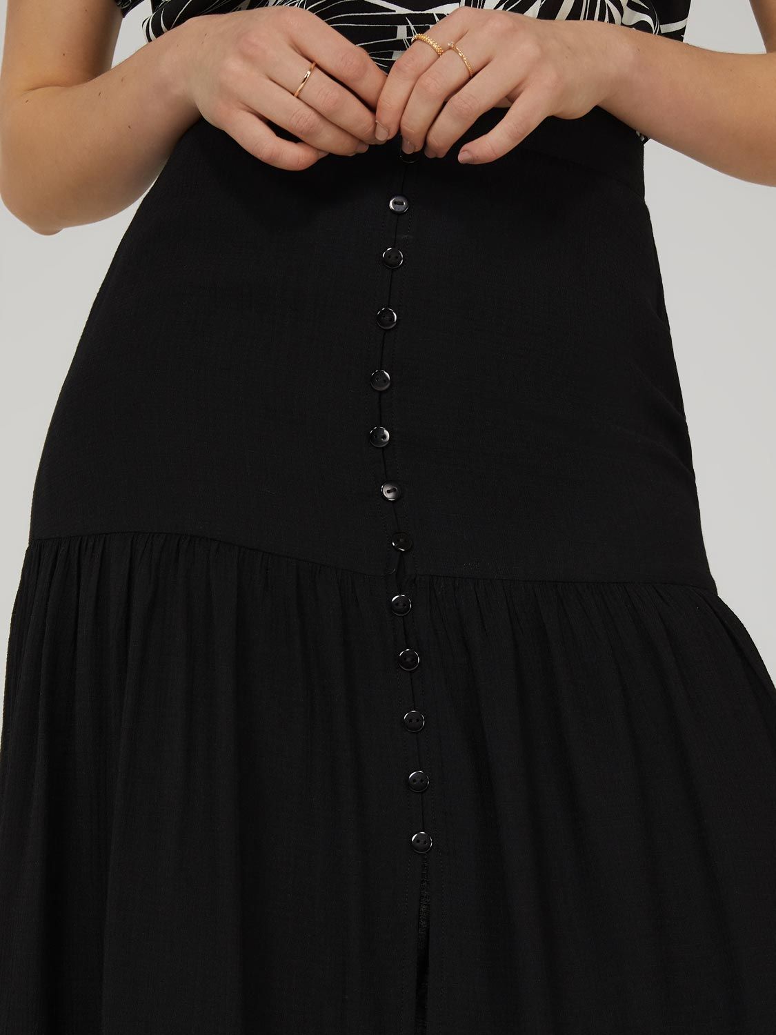 Tiered Button-Down Maxi Skirt With Front Slit sold by Suzy Shier product image thumbnail 3