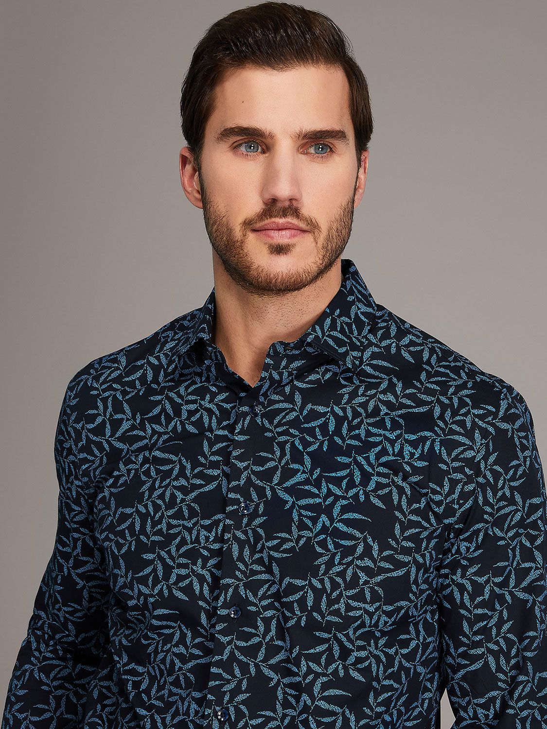 Leaf Motif Slim Fit Printed Dress Shirt sold by Suzy Shier product image thumbnail 3