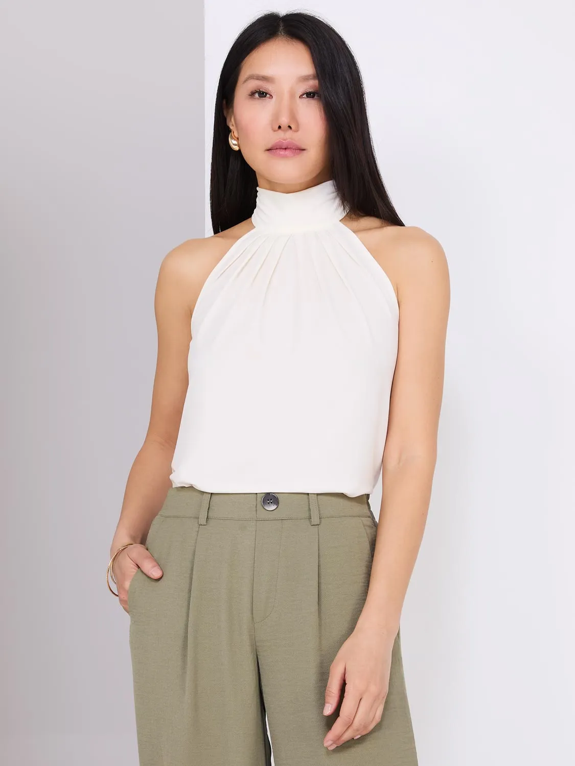 Mock Neck Halter Top sold by Suzy Shier