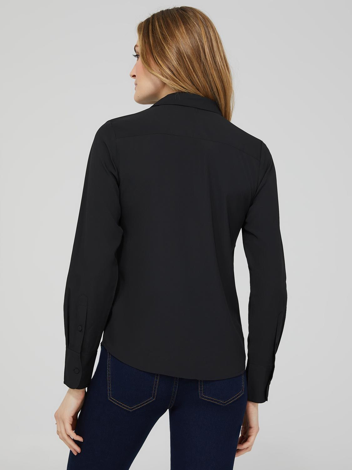 Chiffon Split Neck Button-Front Blouse sold by Suzy Shier product image thumbnail 5