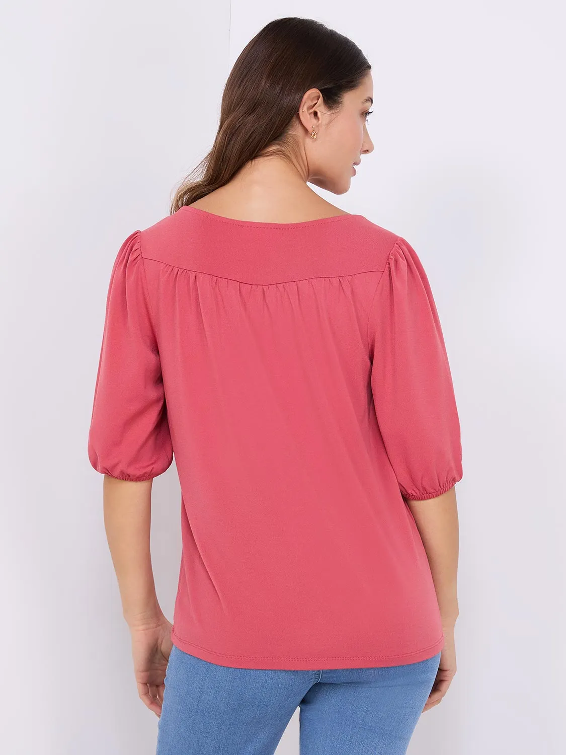 Textured Crepe Balloon Sleeve Top sold by Suzy Shier product image thumbnail 4
