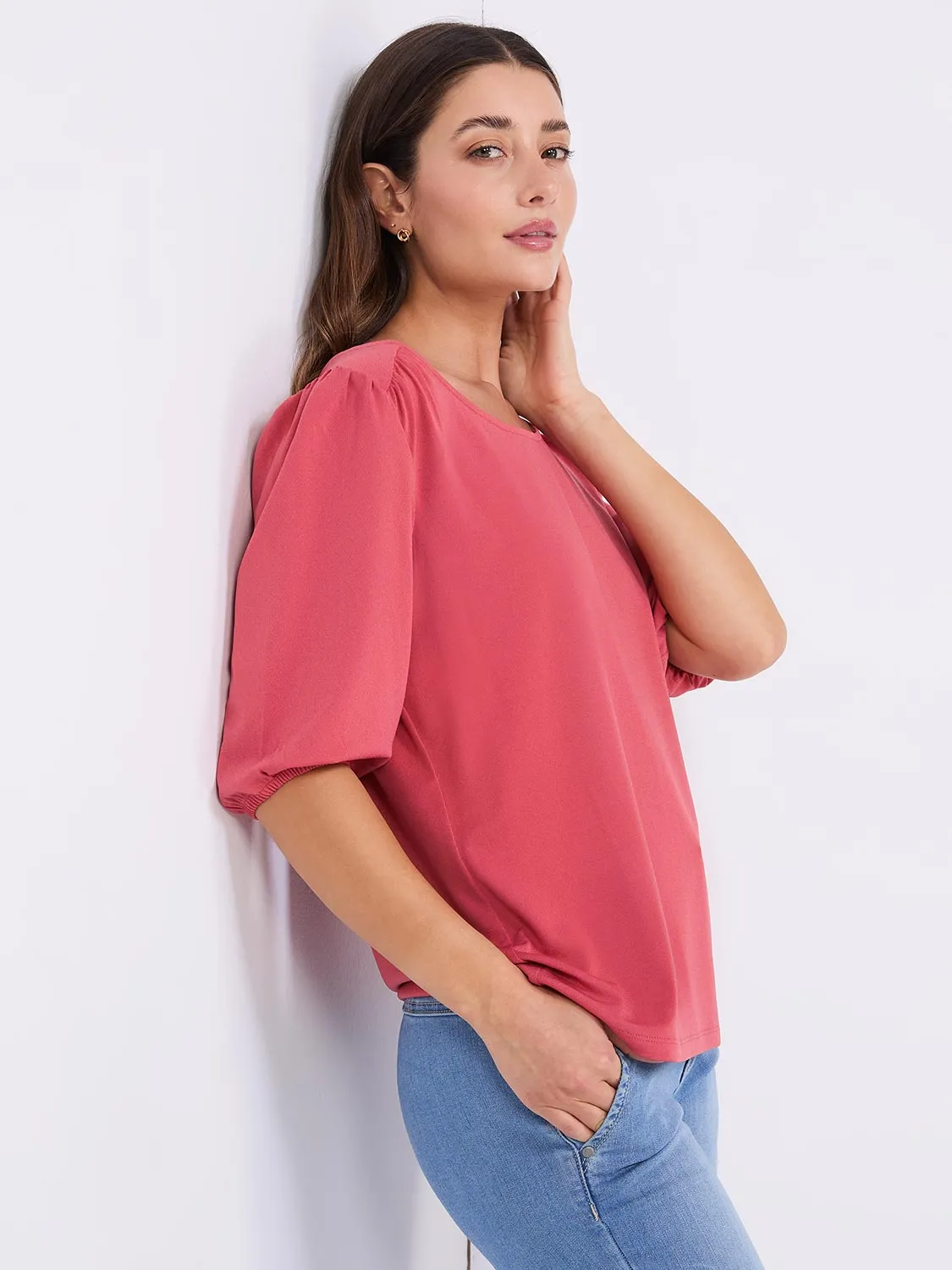 Textured Crepe Balloon Sleeve Top sold by Suzy Shier product image thumbnail 3