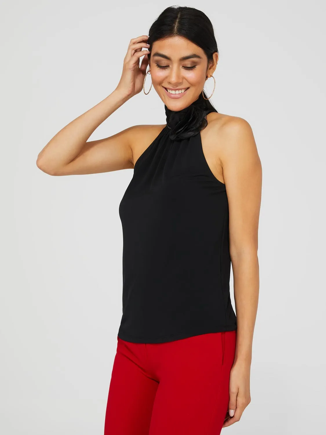 Halter Top With Flower Neck Detail sold by Suzy Shier product image thumbnail 4