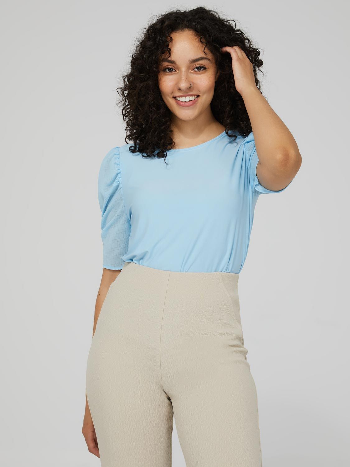 Scoop Neck Top With Shirred Sleeves sold by Suzy Shier product image thumbnail 3