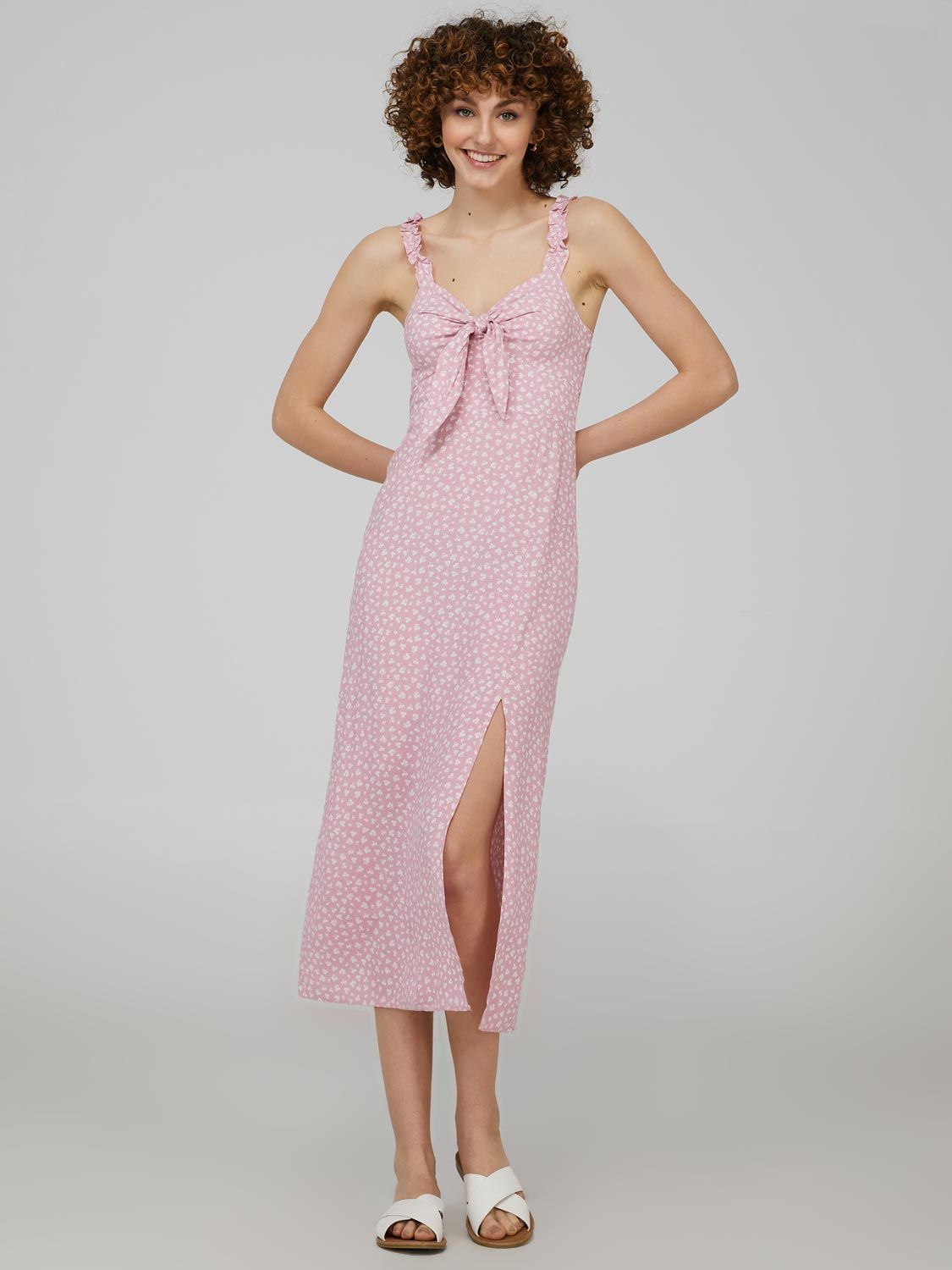 Printed Midi Dress With Front Tie sold by Suzy Shier product image thumbnail 2