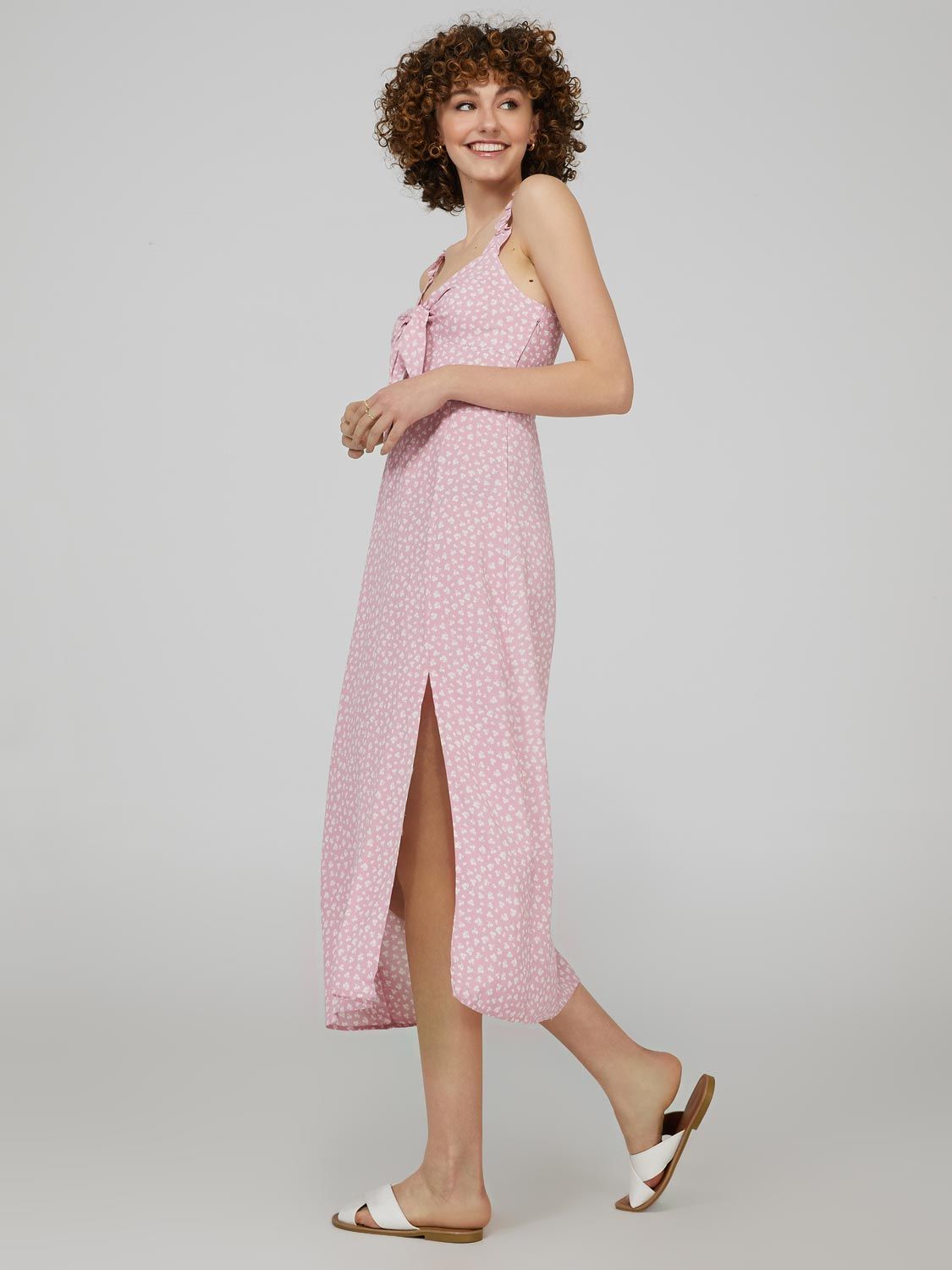 Printed Midi Dress With Front Tie sold by Suzy Shier product image thumbnail 5