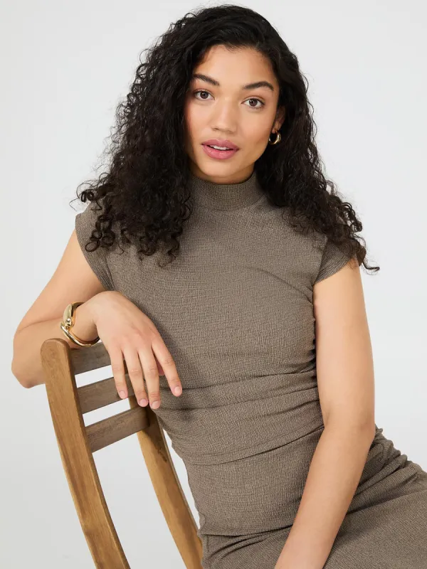 Textured Mock Neck Top sold by Suzy Shier