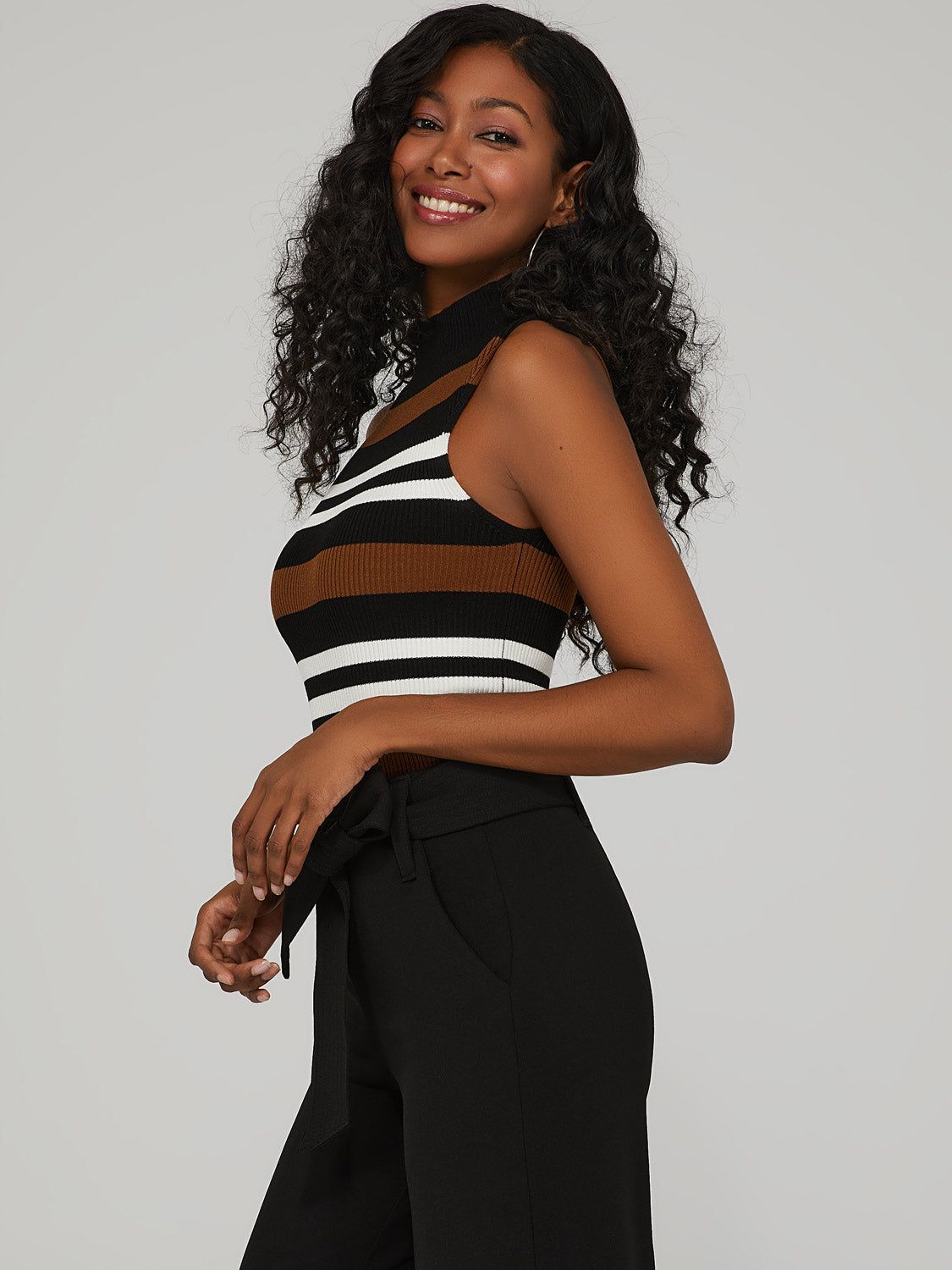 Striped Mock Neck Top sold by Suzy Shier product image thumbnail 3