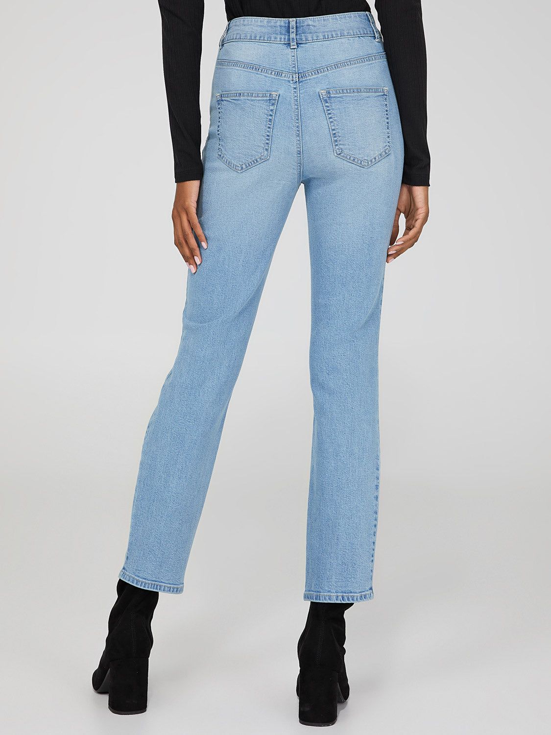 High Waisted Straight Leg Distressed Jeans sold by Suzy Shier product image thumbnail 8