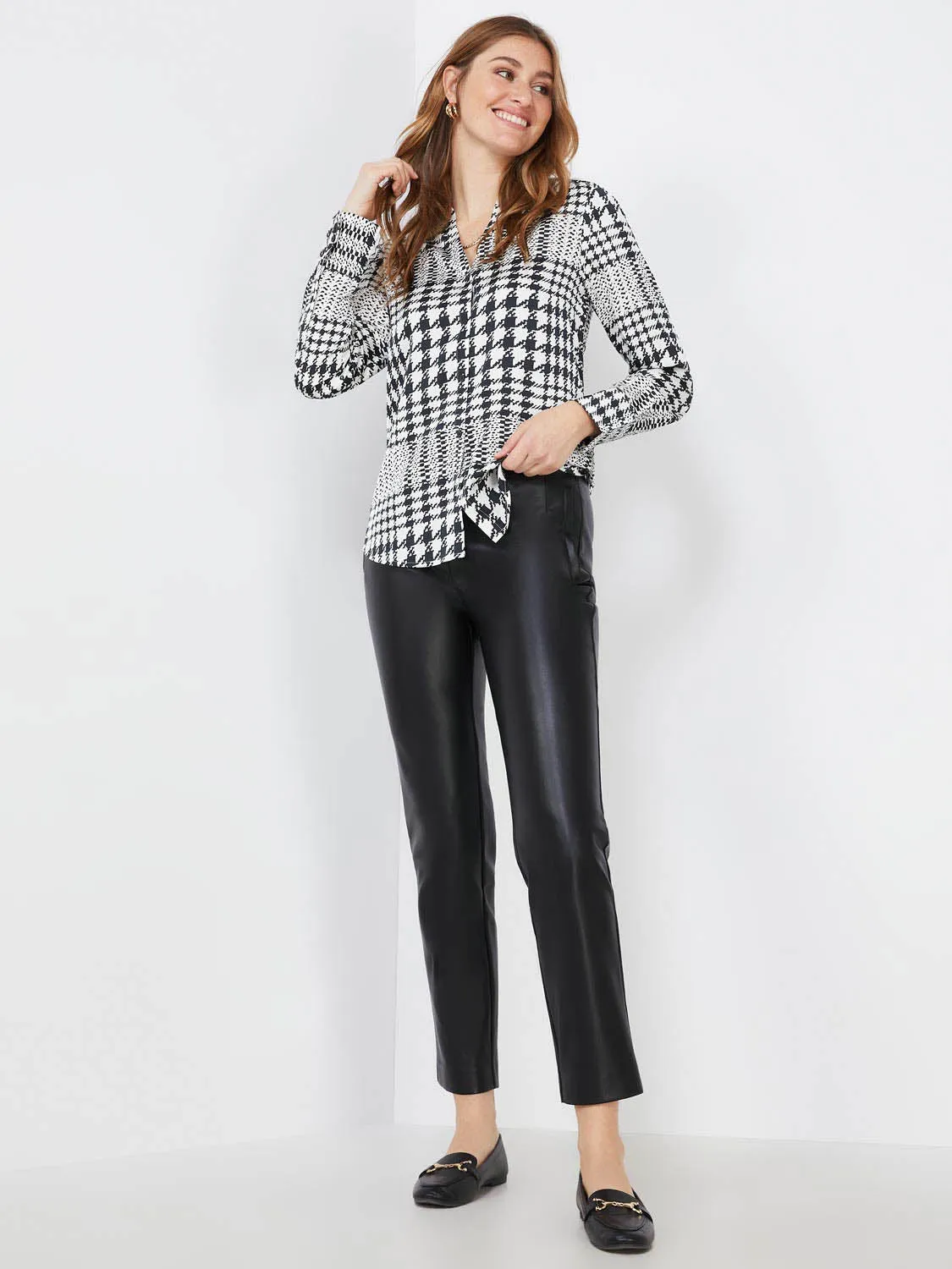 High-Waisted Faux Leather Slim Leg Pants sold by Suzy Shier