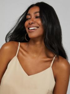 Satin V-Neck Tank Top sold by Suzy Shier