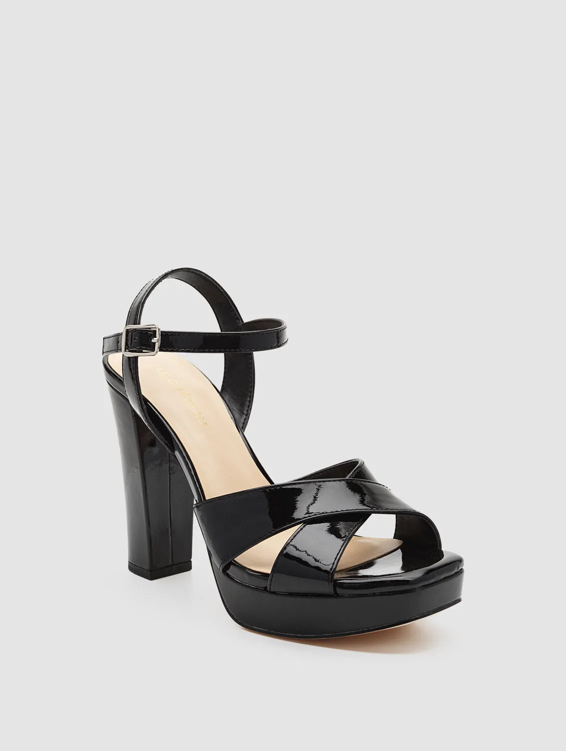 Criss Cross Square Toe High Heel Platform Sandal sold by Suzy Shier product image thumbnail 2