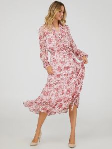 Printed Ruffled Midi Dress sold by Suzy Shier