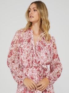 Printed Ruffled Midi Dress sold by Suzy Shier