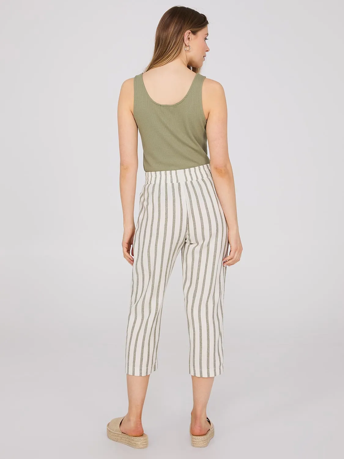 Striped Linen Slim Leg Capris sold by Suzy Shier product image thumbnail 4