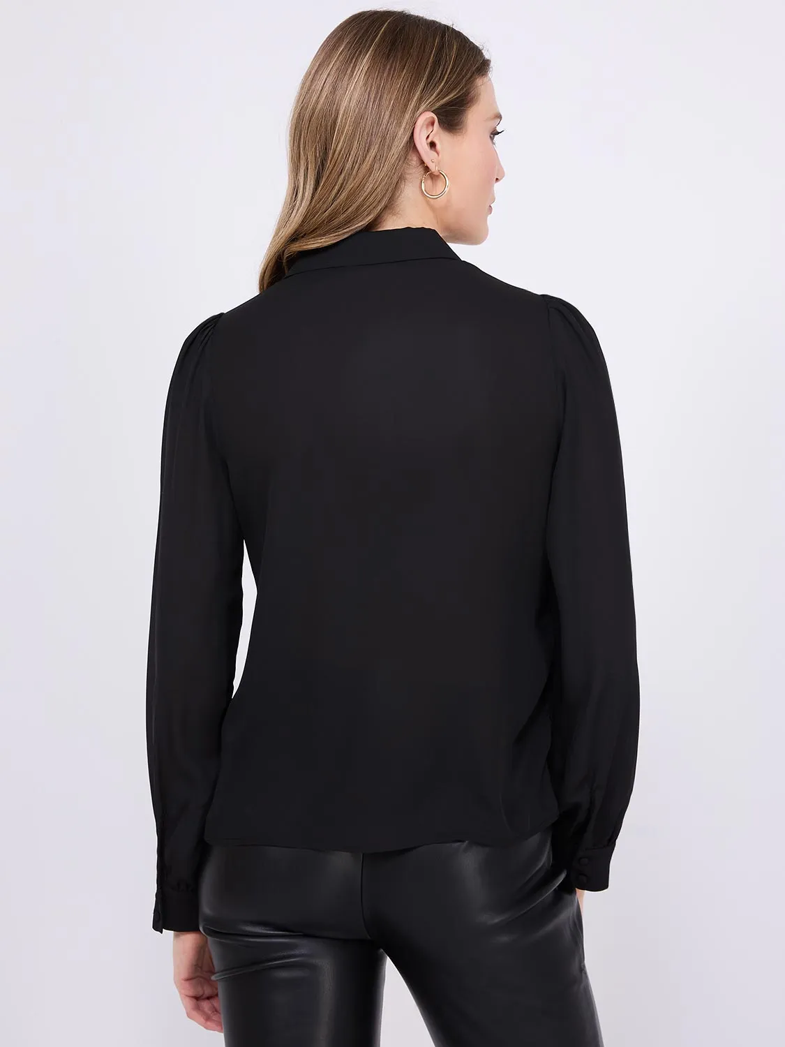 Chiffon Lace Button-Front Blouse sold by Suzy Shier product image thumbnail 5