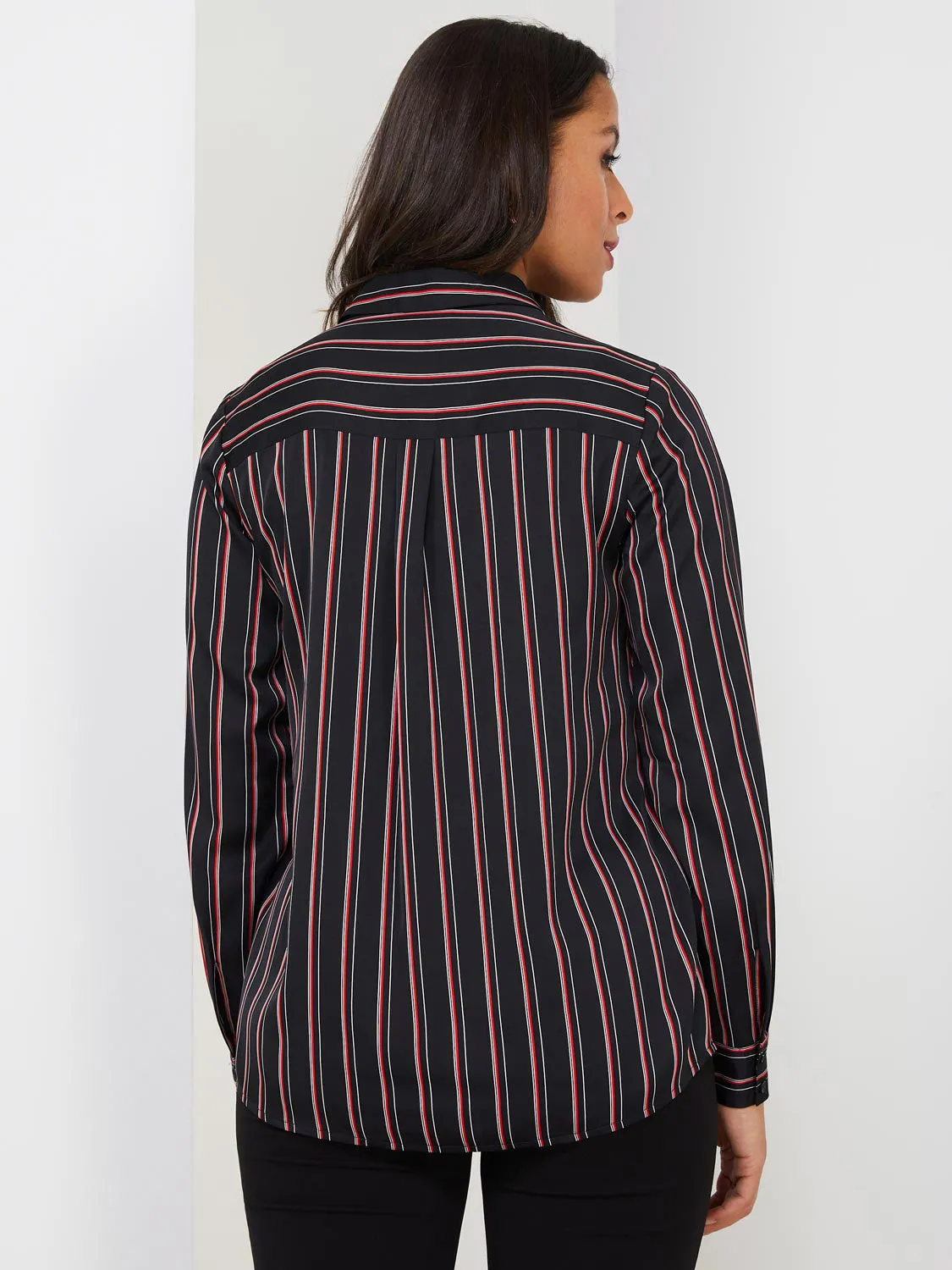 Double Pinstripe Satin Button-Front Blouse sold by Suzy Shier product image thumbnail 5