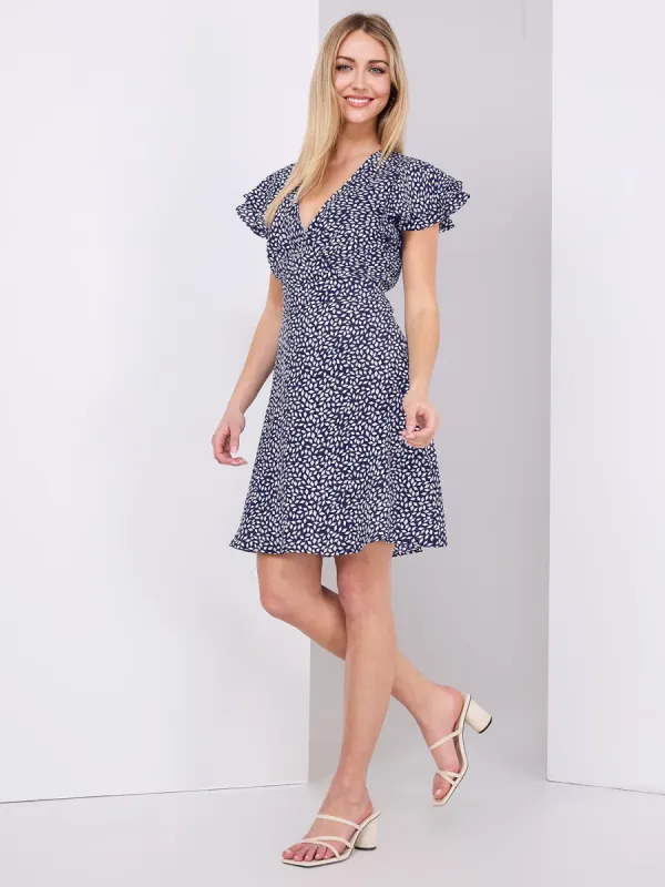 Printed Cross-Front Fit & Flare Mini Dress sold by Suzy Shier