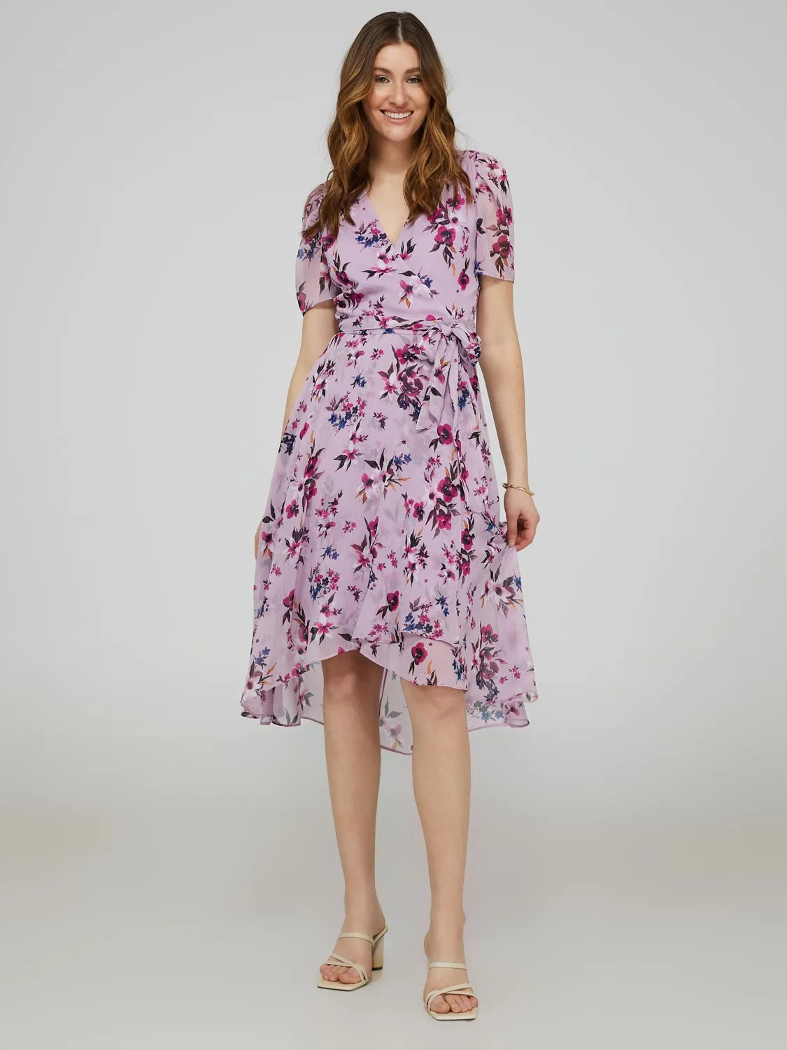 Floral Print Cross-Front High-Low Midi Dress sold by Suzy Shier product image thumbnail 3