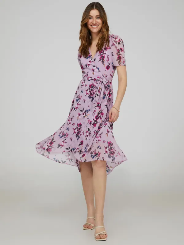 Floral Print Cross-Front High-Low Midi Dress sold by Suzy Shier