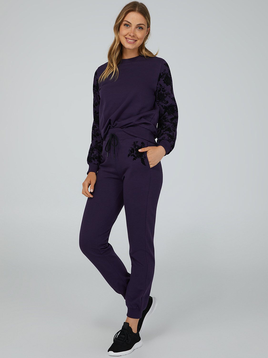 Floral Embellished Fleece Joggers sold by Suzy Shier