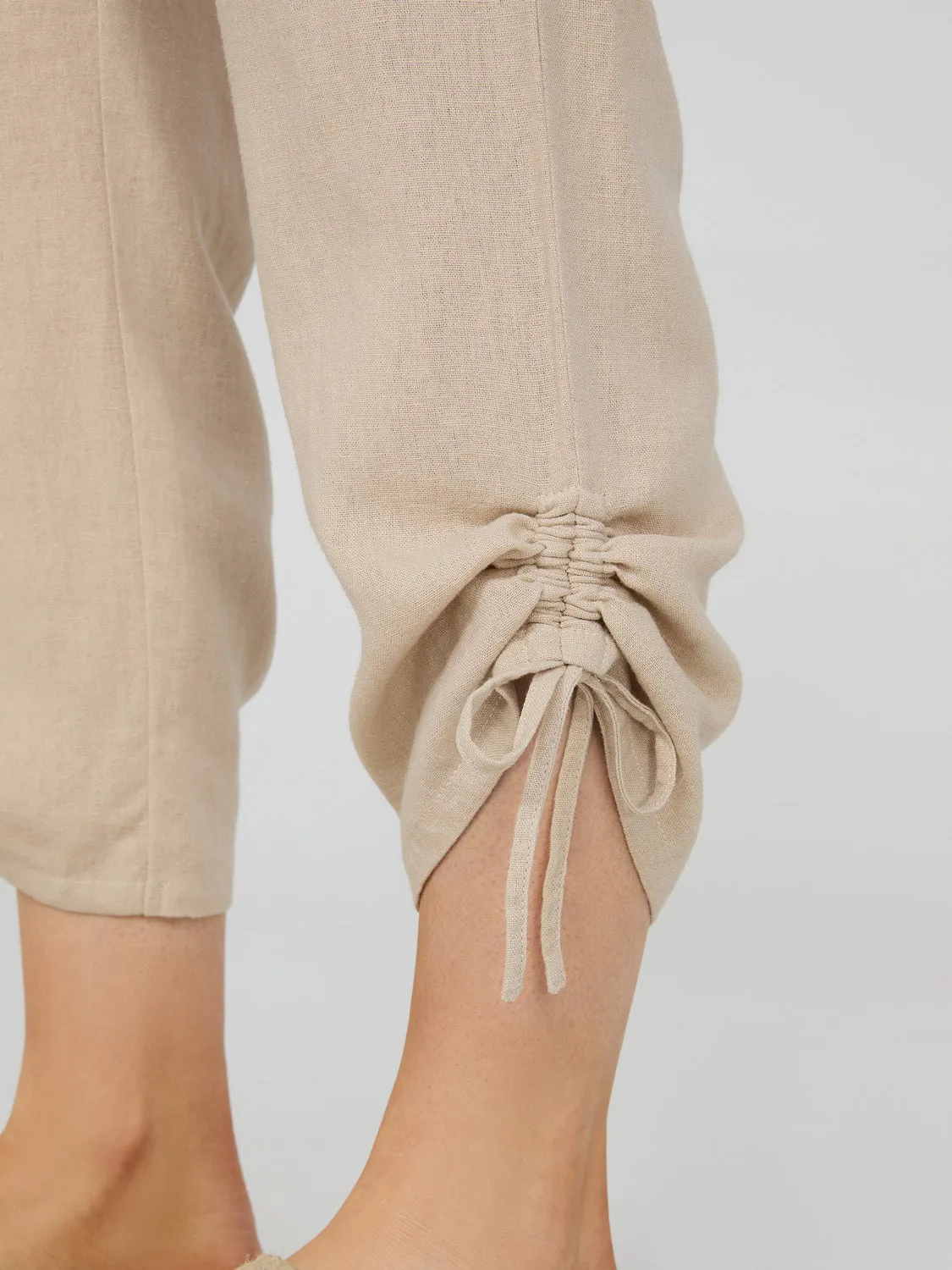 Linen Drawstring Hem Capri Pants sold by Suzy Shier product image thumbnail 3