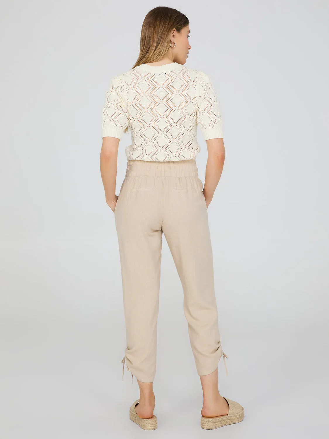 Linen Drawstring Hem Capri Pants sold by Suzy Shier product image thumbnail 2