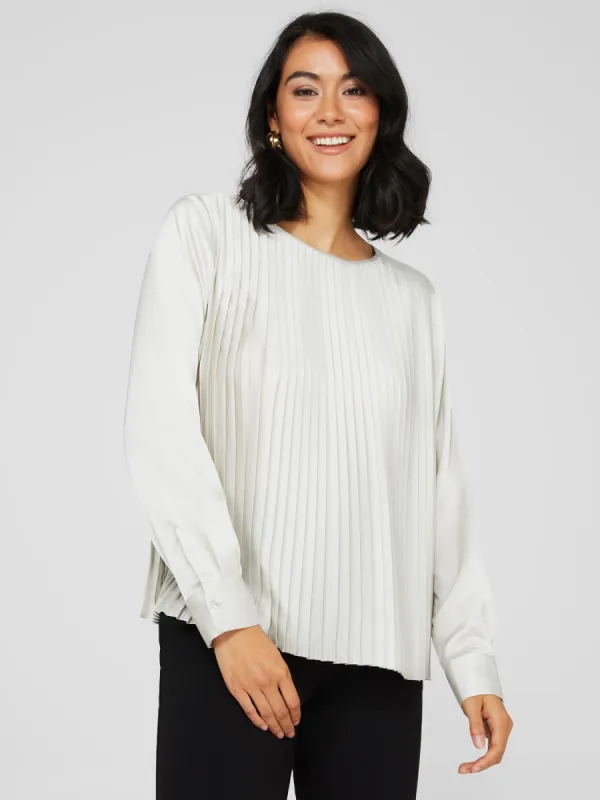 Pleated Satin Blouse sold by Suzy Shier
