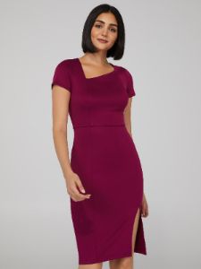 Asymmetrical Neck Midi Dress sold by Suzy Shier
