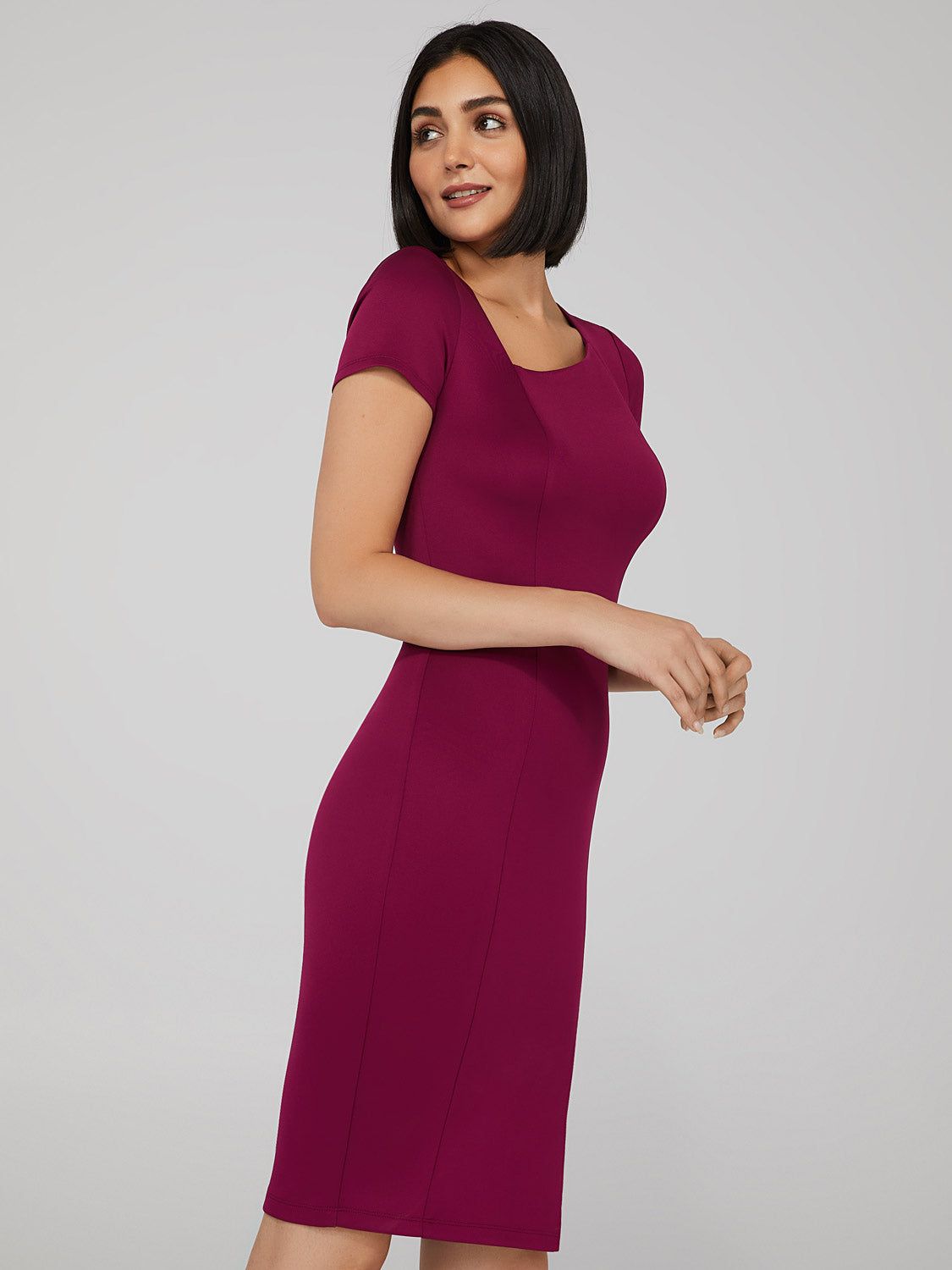 Asymmetrical Neck Midi Dress sold by Suzy Shier product image thumbnail 2