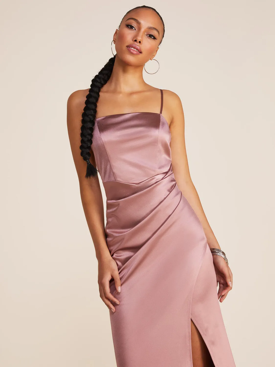 Fitted Stretch Satin Gown sold by Suzy Shier product image thumbnail 3