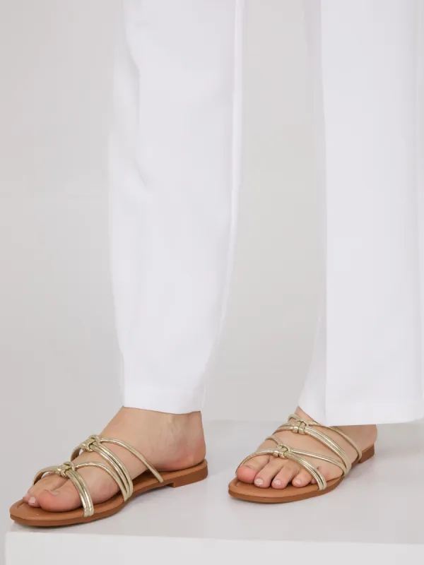 Metallic Strap Sandals sold by Suzy Shier