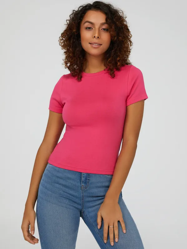 Cropped Crew Neck T-Shirt sold by Suzy Shier