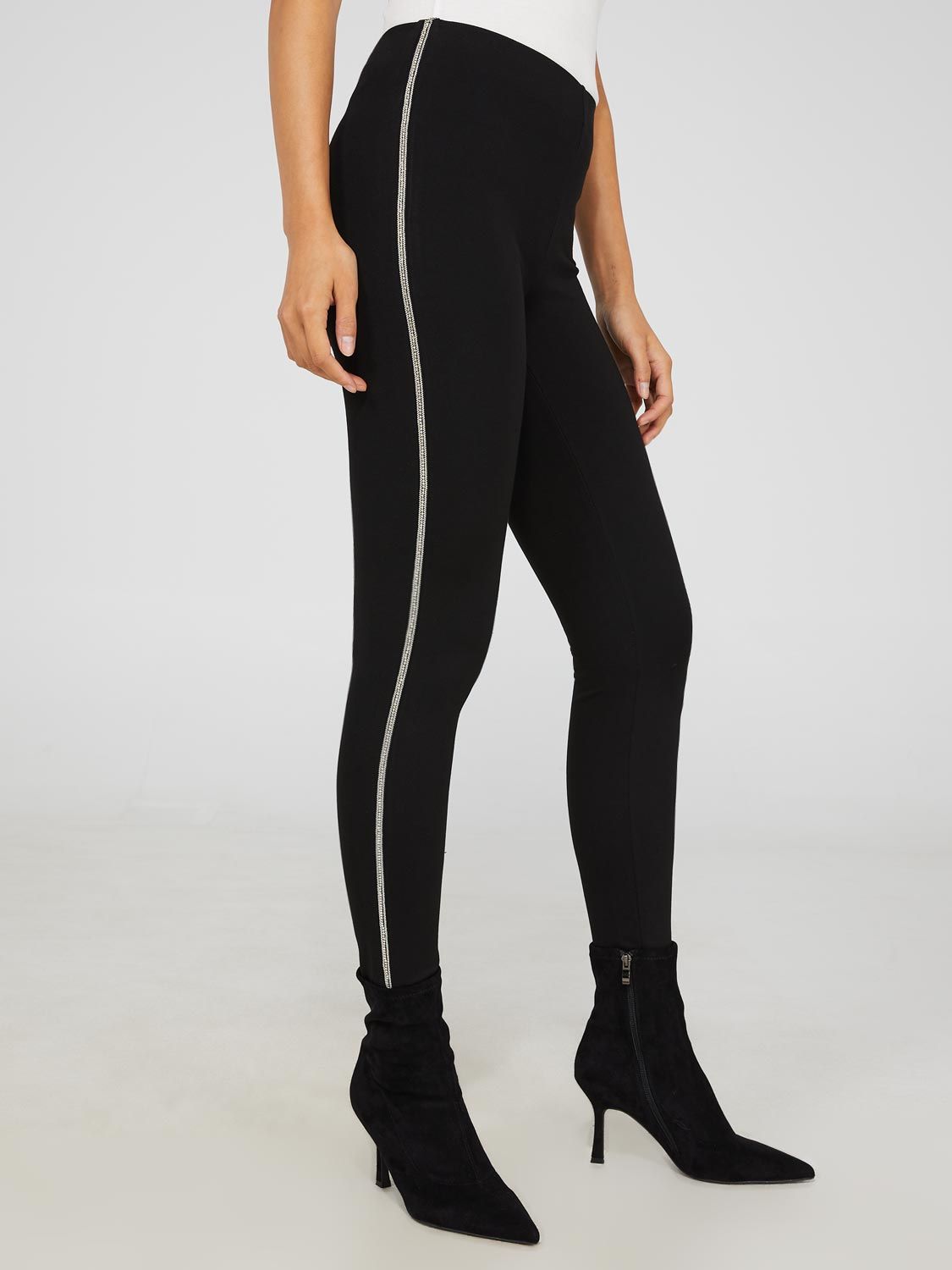 High-Waisted Pull-On Pants With Rhinestone Details sold by Suzy Shier product image thumbnail 3