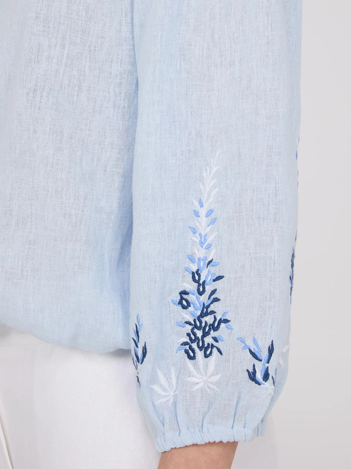 Embroidered Linen Off-The-Shoulder Top sold by Suzy Shier product image thumbnail 3