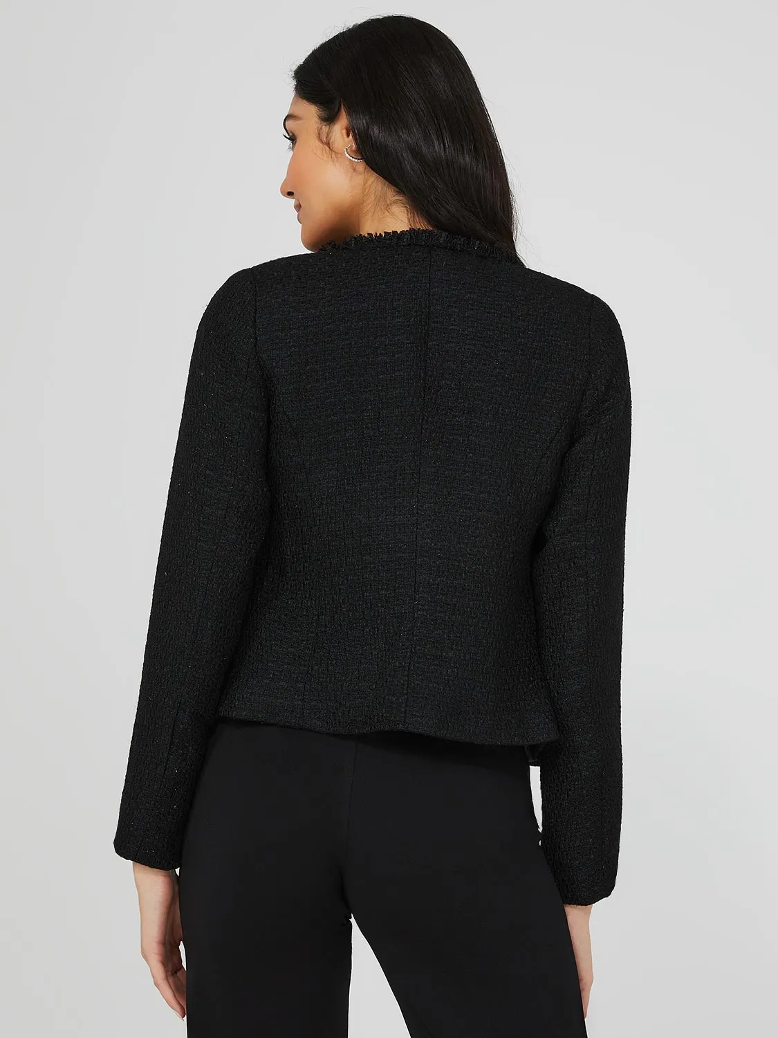 Waisted Boucle Blazer With Fringe Details sold by Suzy Shier product image thumbnail 5